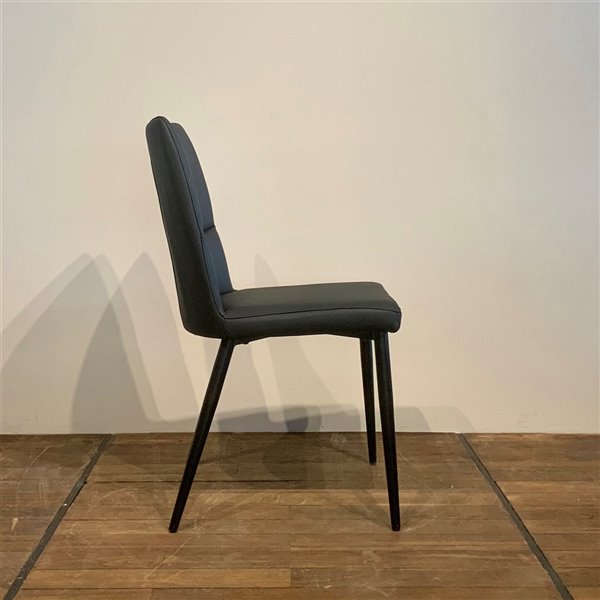 MobX Set of 2 Contemporary Black Genuine Leather Parsons Chair with