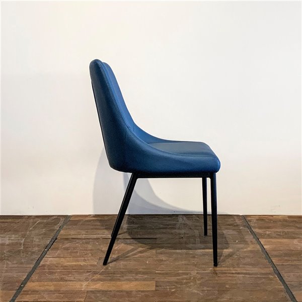 MobX Set of 2 Contemporary Blue Genuine Leather Parsons Chair with