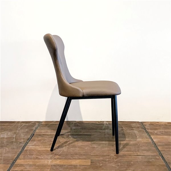 MobX Set of 2 Contemporary Taupe Genuine Leather Parsons Chair with