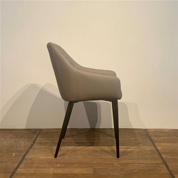 MobX Contemporary Taupe Genuine Leather Parsons Chair with Metal Frame