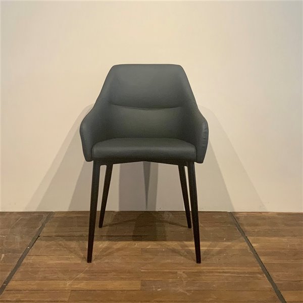 MobX Contemporary Black Genuine Leather Parsons Chair with Metal Frame