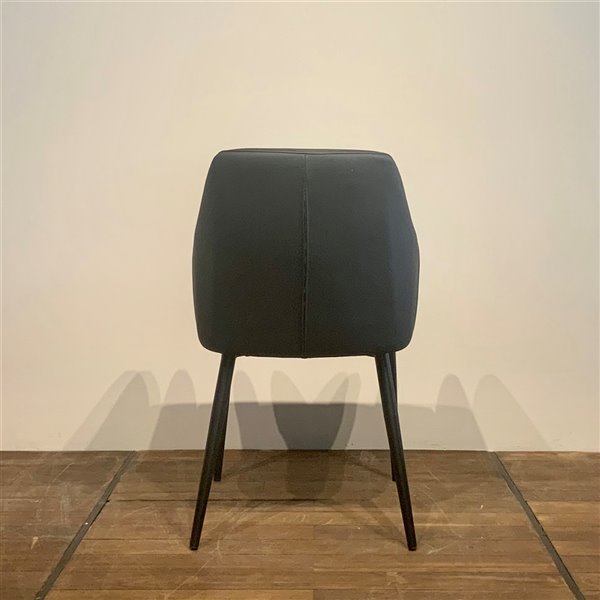 MobX Contemporary Black Genuine Leather Parsons Chair with Metal Frame