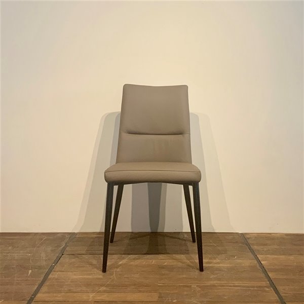 MobX Set of 2 Contemporary Taupe Genuine Leather Parsons Chair with