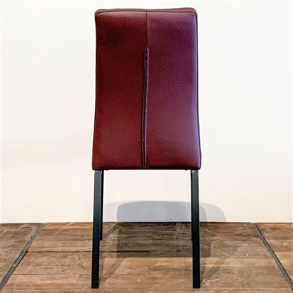 MobX Set of 2 Contemporary Burgundy Genuine Leather Parsons Chair with