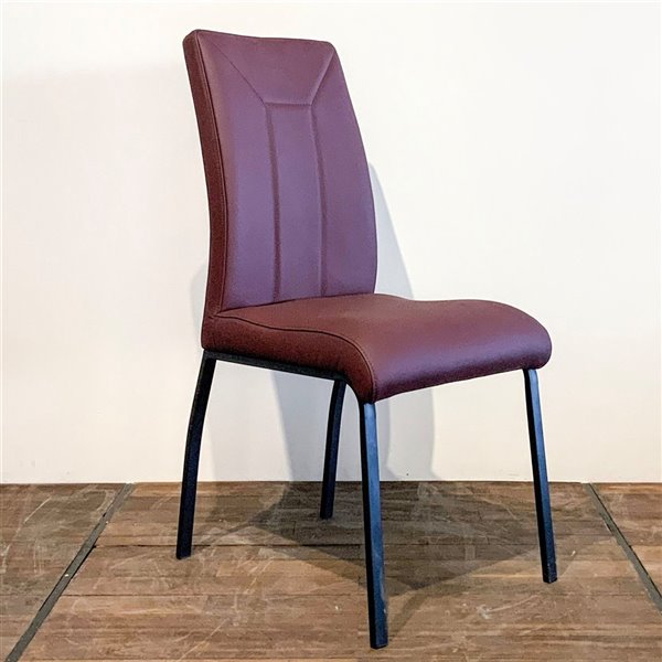 MobX Set of 2 Contemporary Burgundy Genuine Leather Parsons Chair with