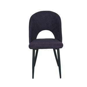 Corcoran Set of 2 Contemporary Eggplant Cotton Parsons Chair with Metal Frame