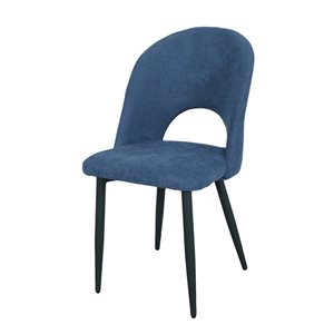 Corcoran Set of 2 Contemporary Blue Cotton Parsons Chair with Metal Frame
