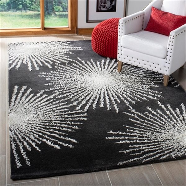 Safavieh Soho 3-ft x 4-ft Charcoal/Ivory Rectangular Indoor Handcrafted Area Rug