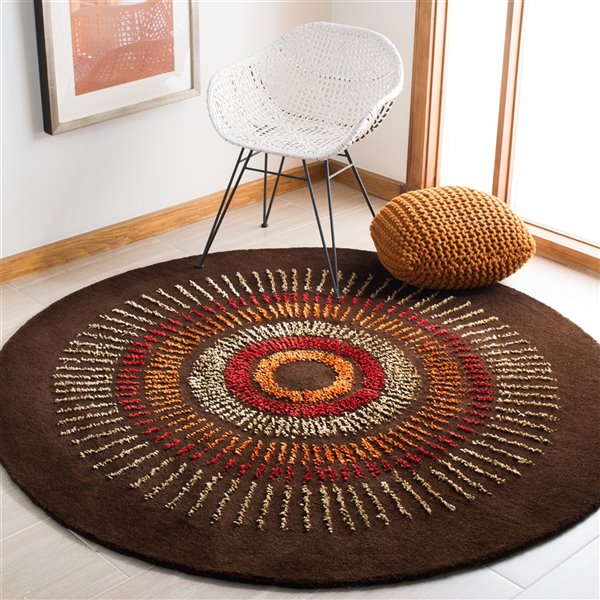 Safavieh Soho 8-ft x 8-ft Brown/Gold Round Indoor Area Rug