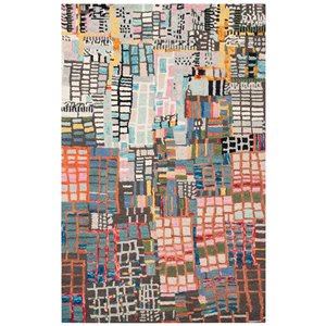 Tapis décoratif d'intérieur rectangulaire ivoire/noir Aspen par Safavieh de style éclectique, 6 pi x 9 pi