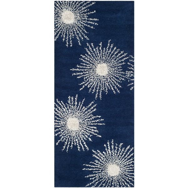 Safavieh Soho 3-ft x 4-ft Dark Blue/Ivory Rectangular Indoor Handcrafted Area Rug