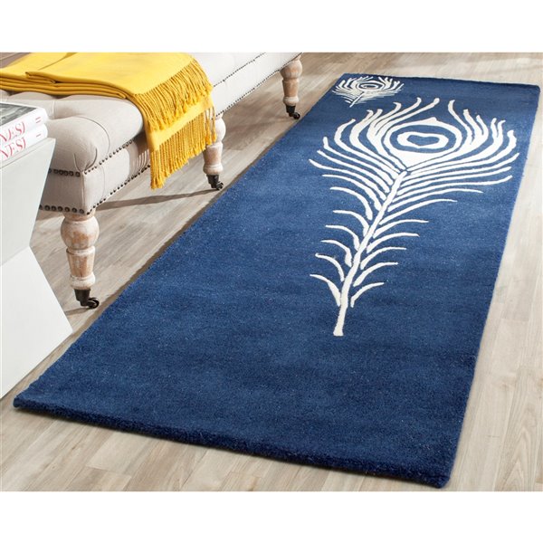 Safavieh Soho 3-ft x 8-ft Navy/Ivory Rectangular Indoor Handcrafted Area Rug