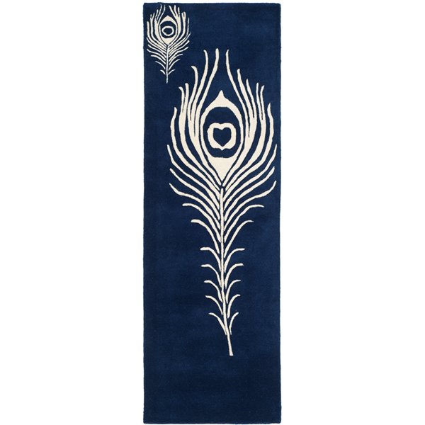 Safavieh Soho 3-ft x 8-ft Navy/Ivory Rectangular Indoor Handcrafted Area Rug