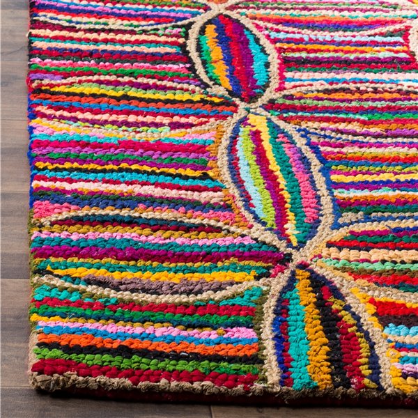 Safavieh Nantucket 4-ft x 6-ft Multi with Cercle Pattern Rectangular Indoor Handcrafted Area rug