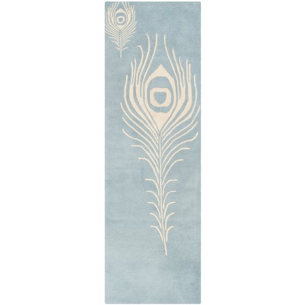 Safavieh Soho 2-ft x 12-ft Light Blue/Ivory Rectangular Indoor Handcrafted Area Rug