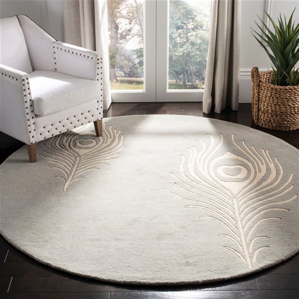 Safavieh Soho 4-ft x 4-ft Grey/Ivory Round Indoor Handcrafted Area Rug