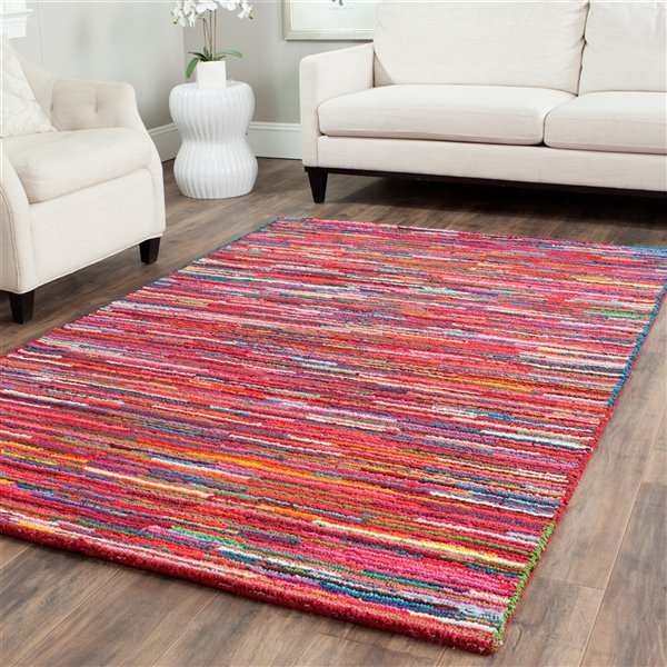 Safavieh Nantucket 6-ft x 9-ft Multi/Pink Rectangular Indoor Handcrafted Area Rug