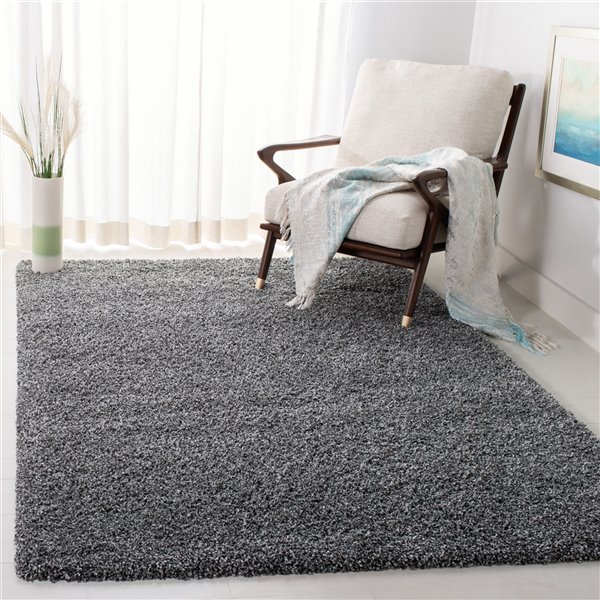 Safavieh Evolution Shag 3-ft x 5-ft Dark Grey Rectangular Indoor Throw Rug