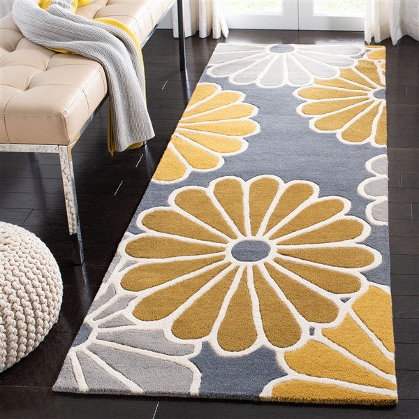 Safavieh Soho 3-ft x 4-ft Grey/Yellow Rectangular Indoor Handcrafted Area Rug