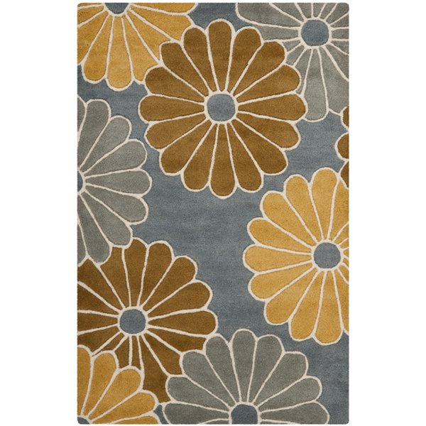 Safavieh Soho 3-ft x 4-ft Grey/Yellow Rectangular Indoor Handcrafted Area Rug