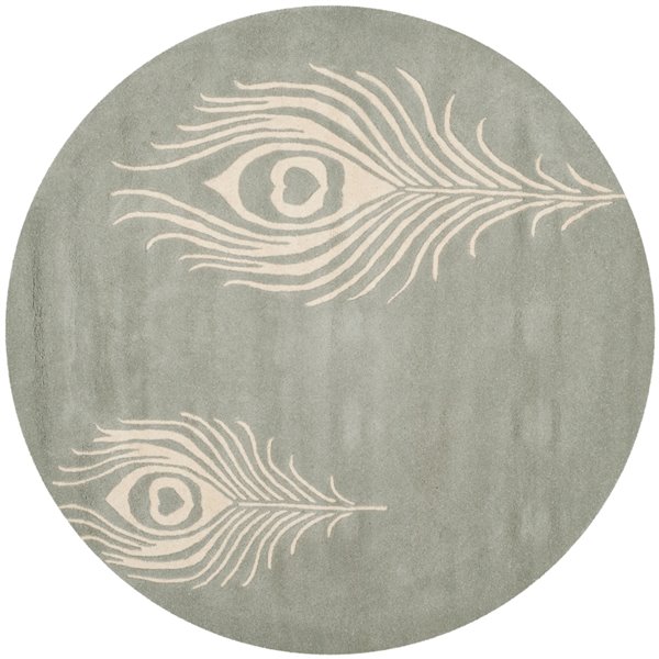 Safavieh Soho 8-ft x 8-ft Grey/Ivory Round Indoor Handcrafted Area Rug