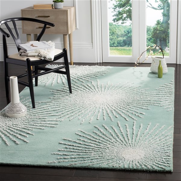 Safavieh Soho 6-ft x 9-ft Light Teal Rectangular Indoor Area Rug