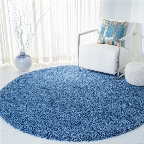 Safavieh Evolution Shag 7-ft x 7-ft Blue Round Indoor Area Rug