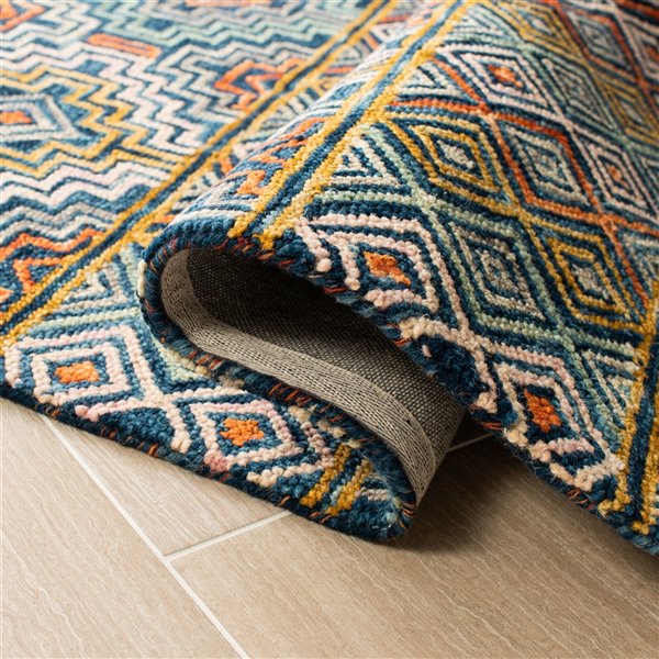 Carpette d'intérieur rectangulaire bleue/or Aspen par Safavieh de style éclectique, 3 pi x 5 pi