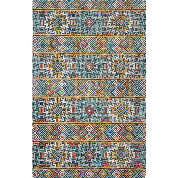 Carpette d'intérieur rectangulaire bleue/or Aspen par Safavieh de style éclectique, 3 pi x 5 pi