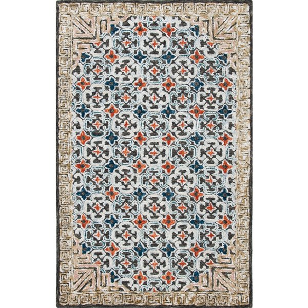 Tapis décoratif d'intérieur rectangulaire bleu/taupe Aspen par Safavieh de style éclectique, 5 pi x 8 pi