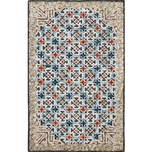 Tapis décoratif d'intérieur rectangulaire bleu/taupe Aspen par Safavieh de style éclectique, 5 pi x 8 pi