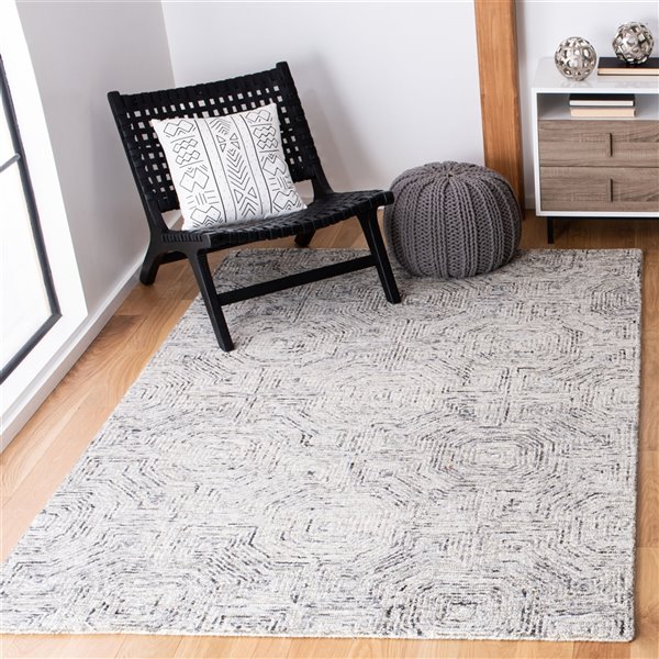 Tapis décoratif d'intérieur rectangulaire gris/beige Aspen par Safavieh de style éclectique, 5 pi x 8 pi