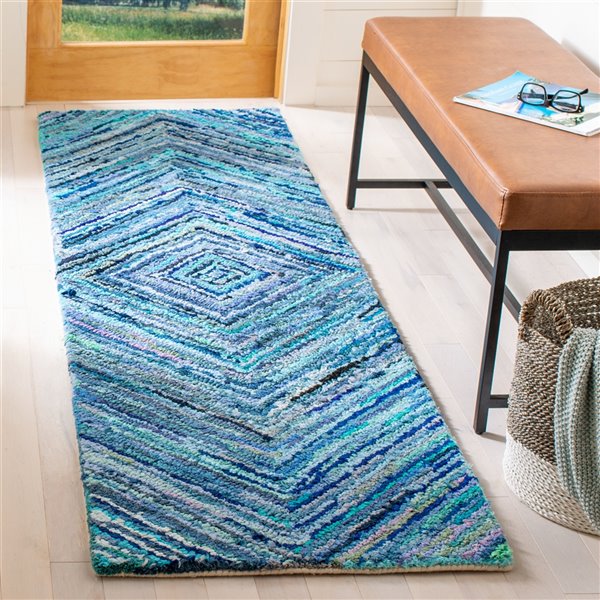 Safavieh Nantucket 2.3-ft x 8-ft Blue Rectangular Indoor Handcrafted Runner