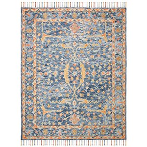 Tapis décoratif d'intérieur rectangulaire bleu/rouille Aspen par Safavieh de style éclectique, 9 pi x 12 pi