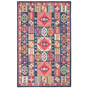 Tapis décoratif d'intérieur rectangulaire bleu/rouge Aspen par Safavieh de style éclectique, 8 pi x 10 pi