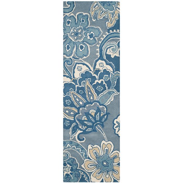 Safavieh Soho 3-ft x 8-ft Blue/Multicolour Rectangular Indoor ...