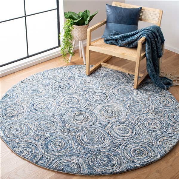 Safavieh Nantucket 6-ft x 6-ft Blue Round Indoor Handcrafted Area Rug