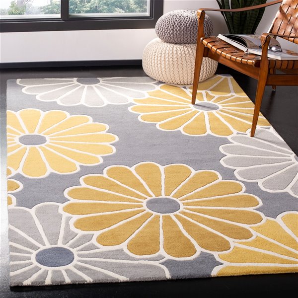 Safavieh Soho 8-ft x 10-ft Grey/Yellow Rectangular Indoor Handcrafted Area Rug