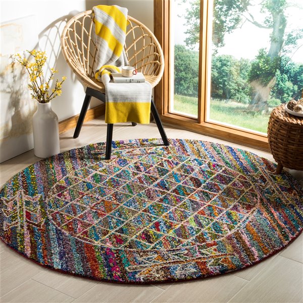 Safavieh Nantucket 6-ft x 6-ft  Round Handcrafted Indoor Area rug in Multicolor