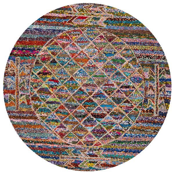 Safavieh Nantucket 6-ft x 6-ft  Round Handcrafted Indoor Area rug in Multicolor