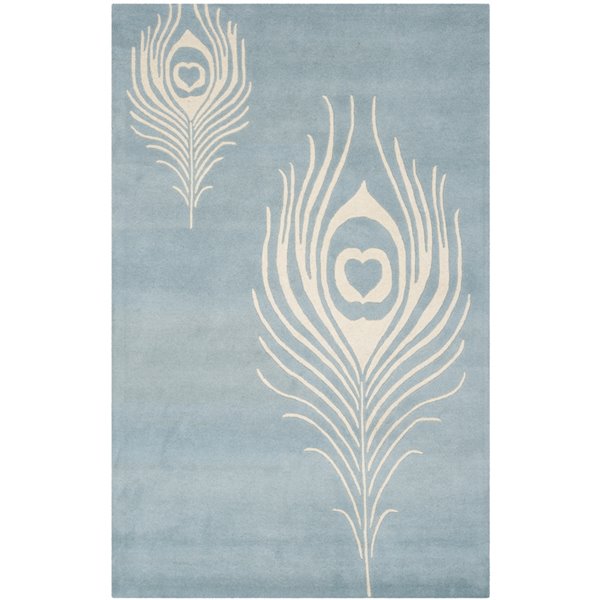 Safavieh Soho 5-ft x 8-ft Light Blue/Ivory Rectangular Indoor Handcrafted Area Rug