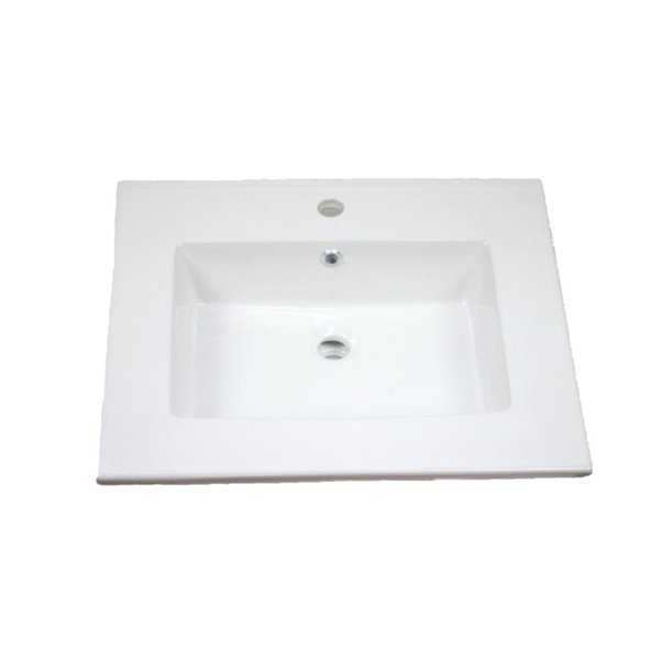 American Imaginations Flair 25-in White Fire Clay Single Sink Bathroom Vanity Top and Faucet