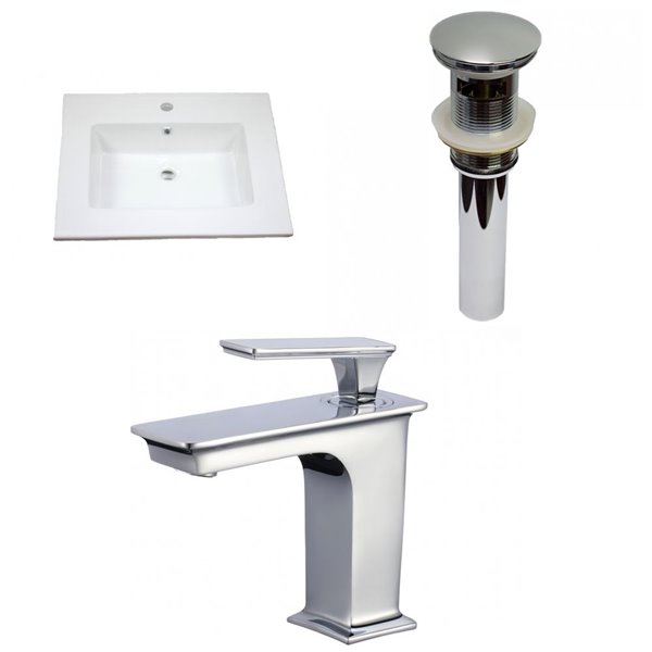 American Imaginations Flair 25-in White Fire Clay Single Sink Bathroom Vanity Top and Faucet
