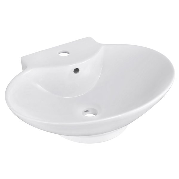 American Imaginations White WallMount Oval Bathroom Sink with Faucet