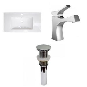 American Imaginations Flair 36.75-in White Fire Clay Single Sink Bathroom Vanity Top and Faucet