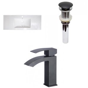 American Imaginations 39.75-in White Ceramic Single Sink Rectangular Bathroom Vanity Top Kit