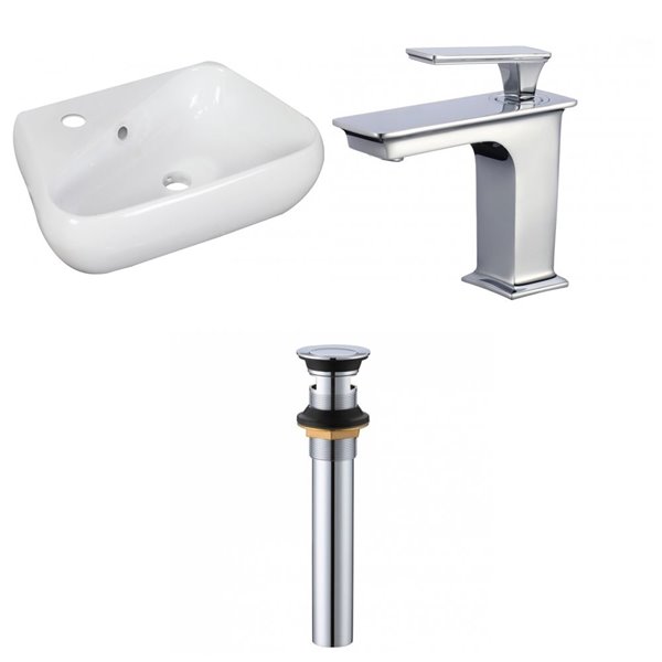American Imaginations White Wall Mount, Wall Mount Bathroom Sink Faucet