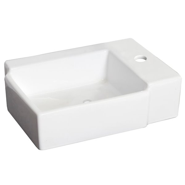American Imaginations White Ceramic Vessel Rectangular Bathroom Sink with Faucet and Drain Included (11.75-in x 16.25-in)