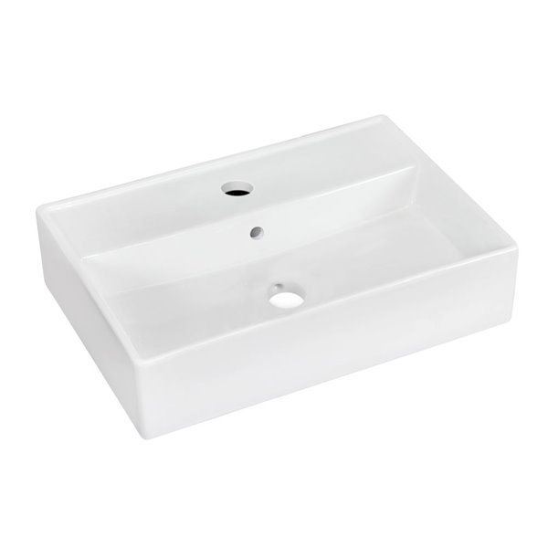 American Imaginations White Wall-Mount Rectangular Bathroom Sink with Faucet/Overflow/Drain Included - 13.75-in x 19.75-in