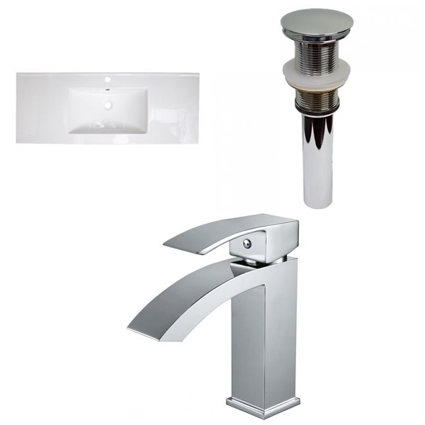 American Imaginations Roxy 48-in White Ceramic Single Sink Bathroom Vanity Top and Faucet